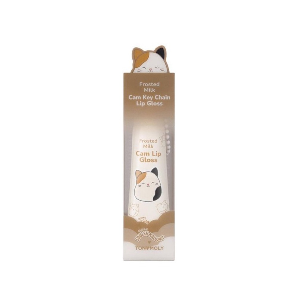 Squishmallows Frosted Milk Cam Key Chain Lip Gloss - Brown and White